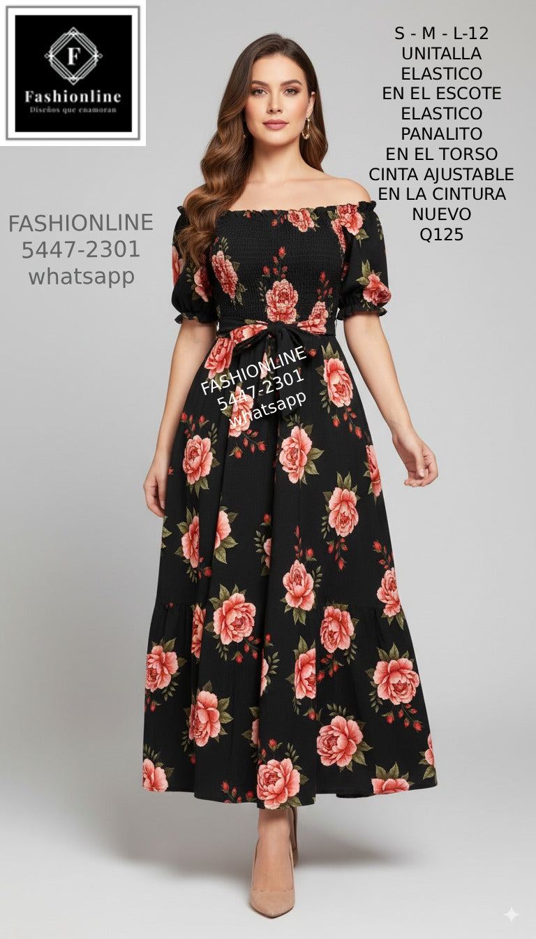 Vestido con Cinta Ajustable en la Cintura