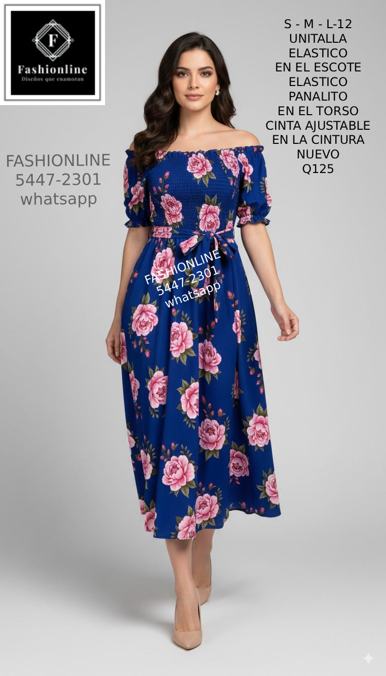 Vestido con Cinta Ajustable en la Cintura