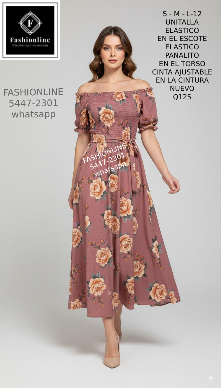 Vestido con Cinta Ajustable en la Cintura