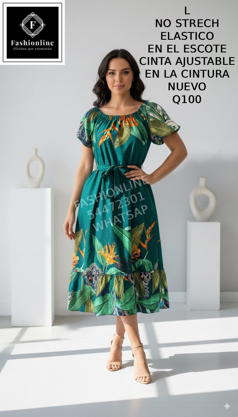 Vestido Cinta Ajustable en la Cintura