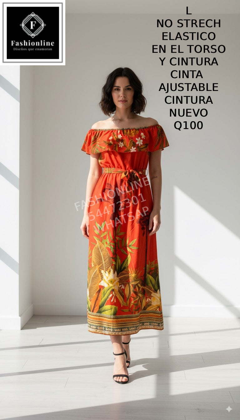 Vestido con Cinta Ajustable en la CIntura