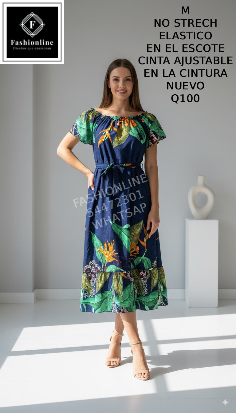 Vestido Cinta Ajustable en la Cintura