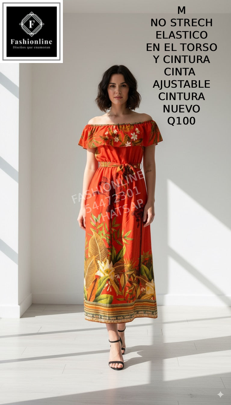 Vestido con Cinta Ajustable en la CIntura