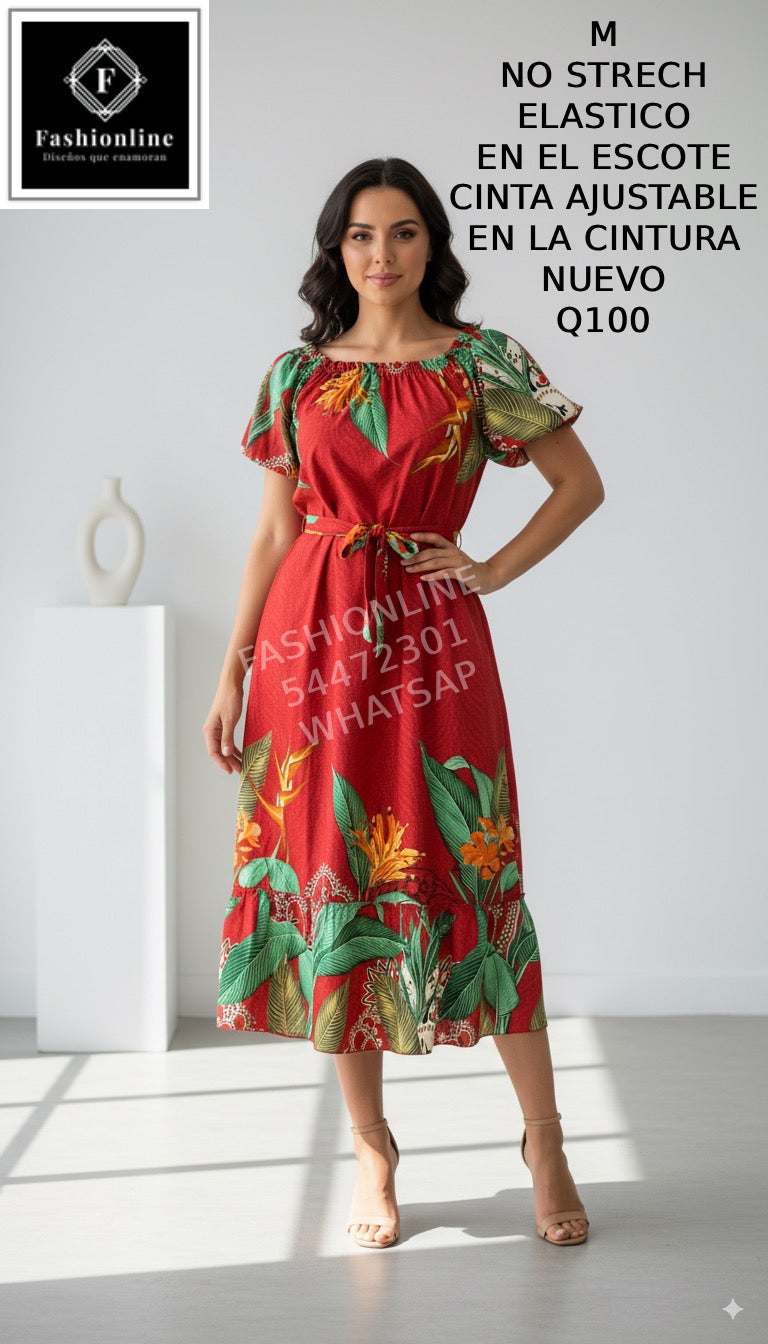 Vestido Cinta Ajustable en la Cintura