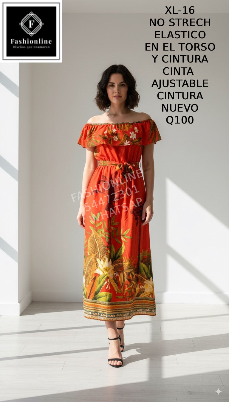 Vestido con Cinta Ajustable en la CIntura
