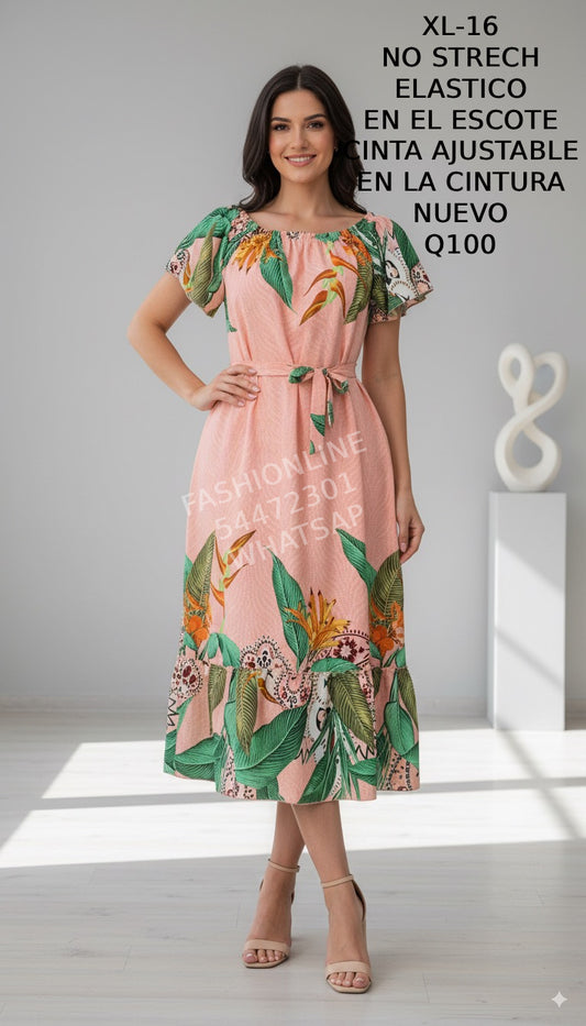 Vestido Cinta Ajustable en la Cintura