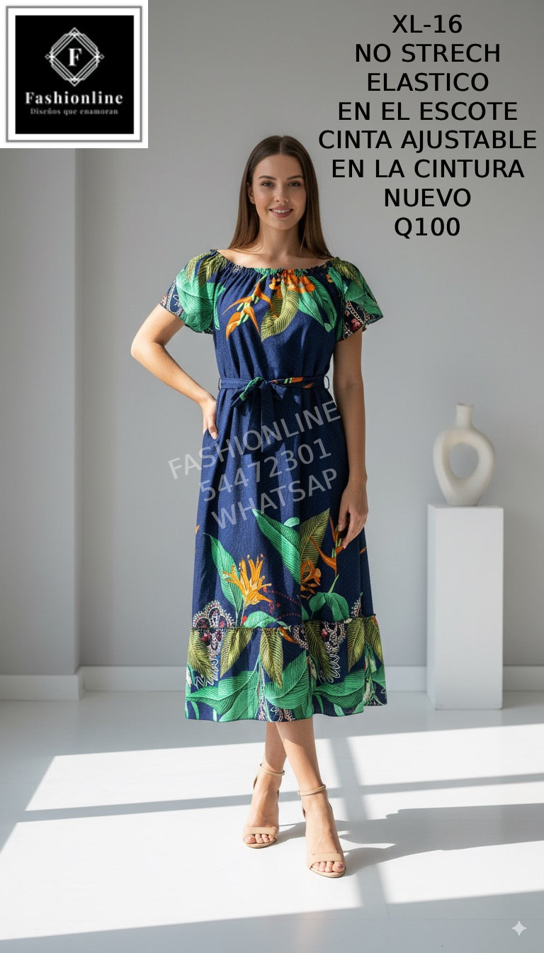 Vestido Cinta Ajustable en la Cintura